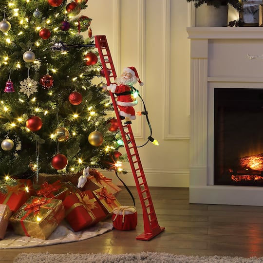 43" Super Climbing Santa with Ladder